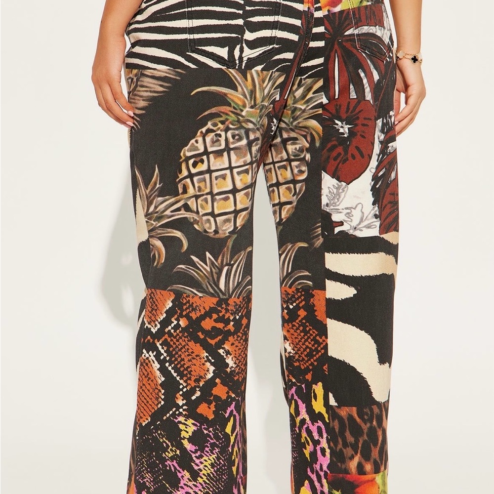 Tropical Print Wide-Leg jeans